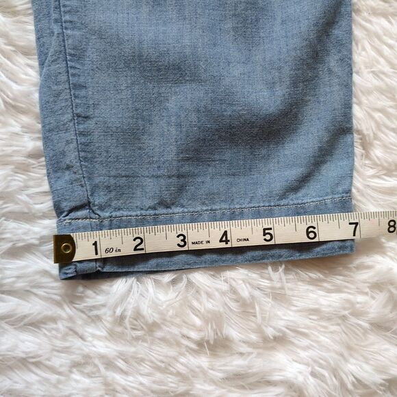 LRL Ralph Lauren Womens 6 Wide Leg Pant Chambray Blue Paperbag Drawstring Pocket - Picture 8 of 13